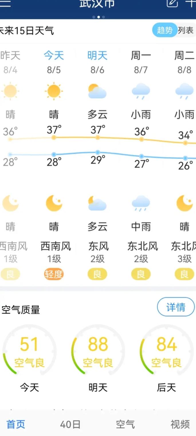 武汉市天气预报15天天气