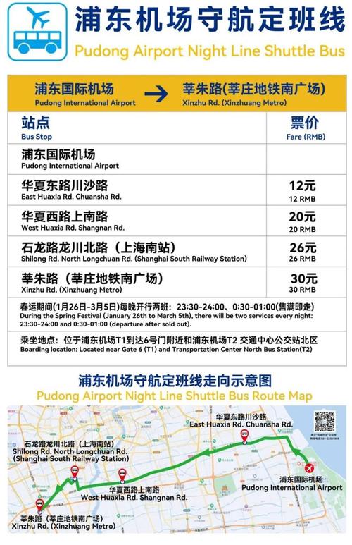 上海浦东机场机场大巴时刻表