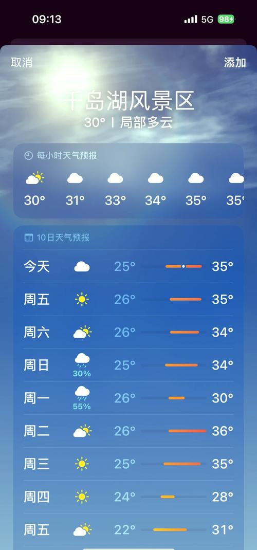 杭州千岛湖十月二日至六日天气预报