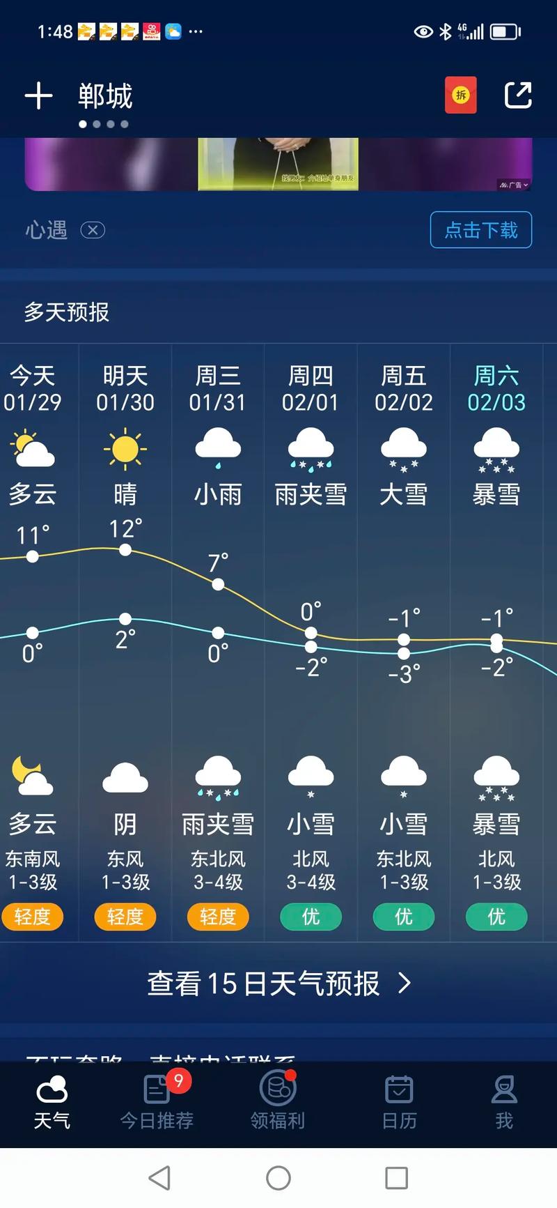 未来一周天气预报