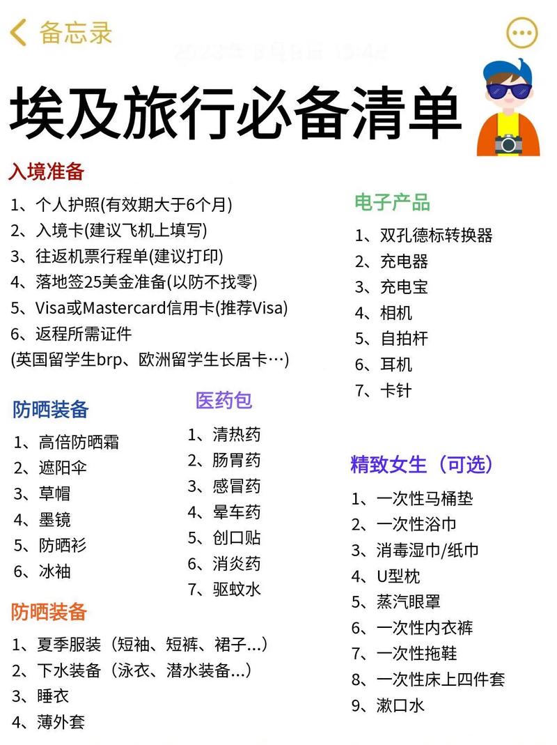 去埃及必备物品清单
